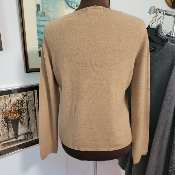 Grace Cashmere Camel V-neck Sweater Size L - Picture 4 of 5